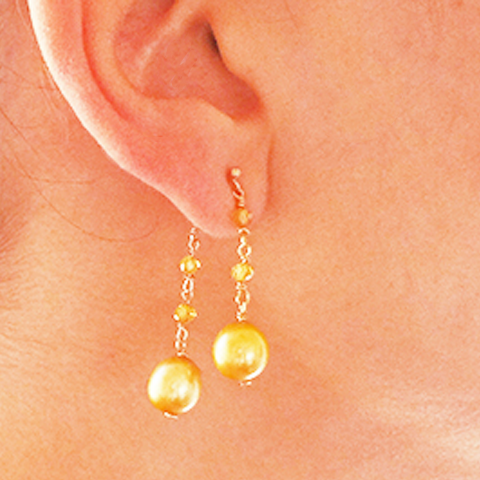 Pearls and Yellow Sapphire Earrings