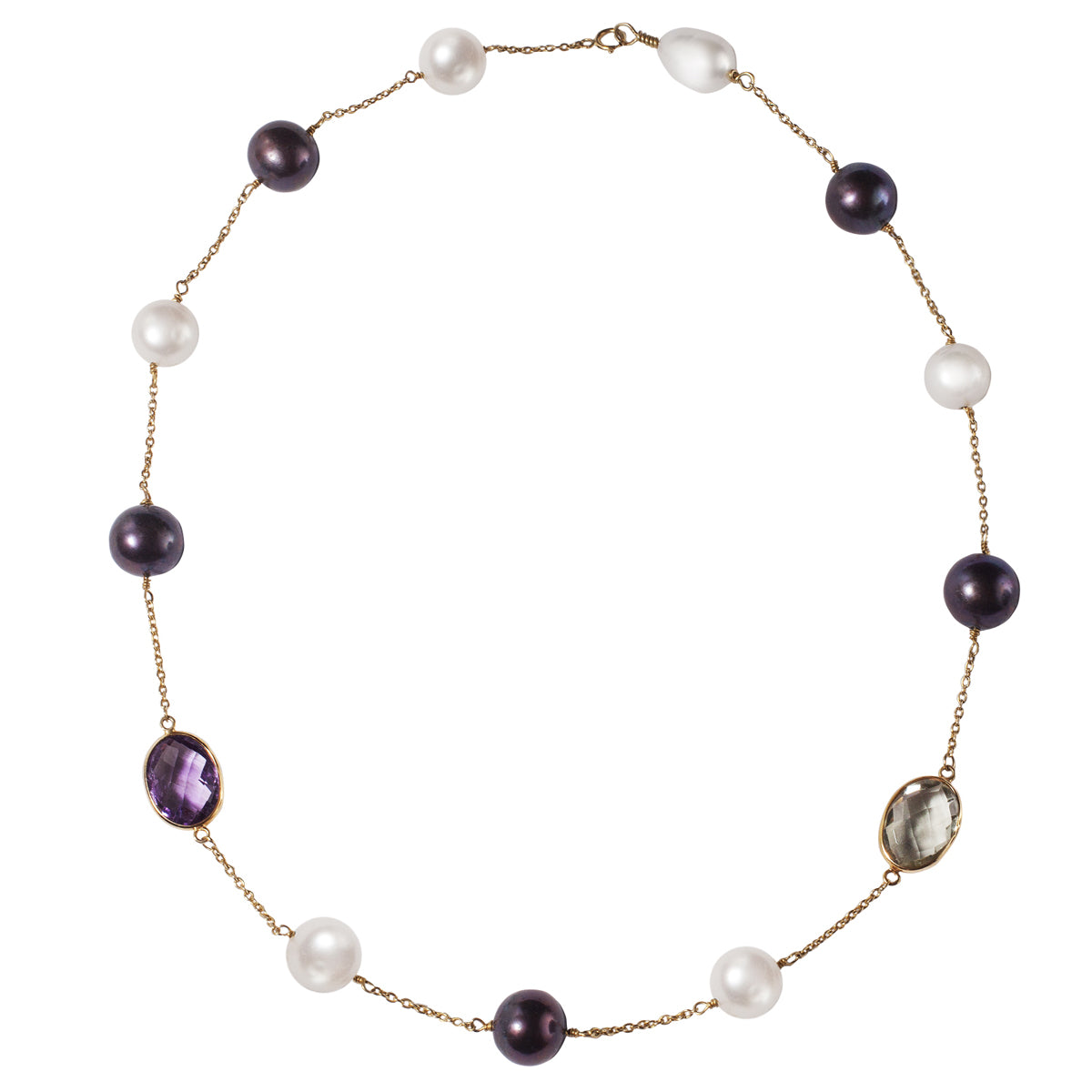 Amethysts and Pearls Necklace