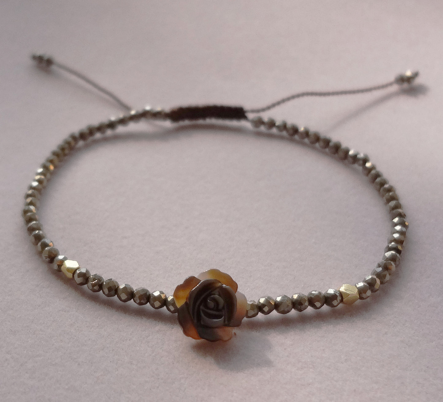 Chocolate Mother of Pearl Rose Bracelet