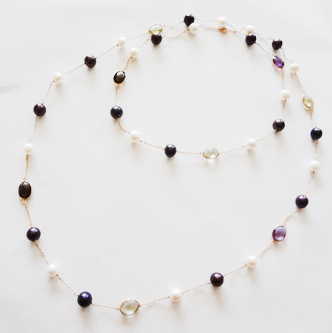 Amethysts and Pearls Necklace