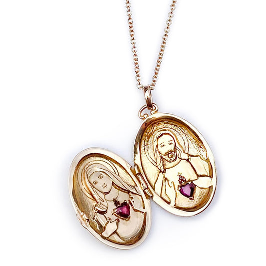 Jesus and Mary Locket Necklace
