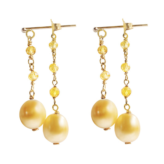 Pearls and Yellow Sapphire Earrings