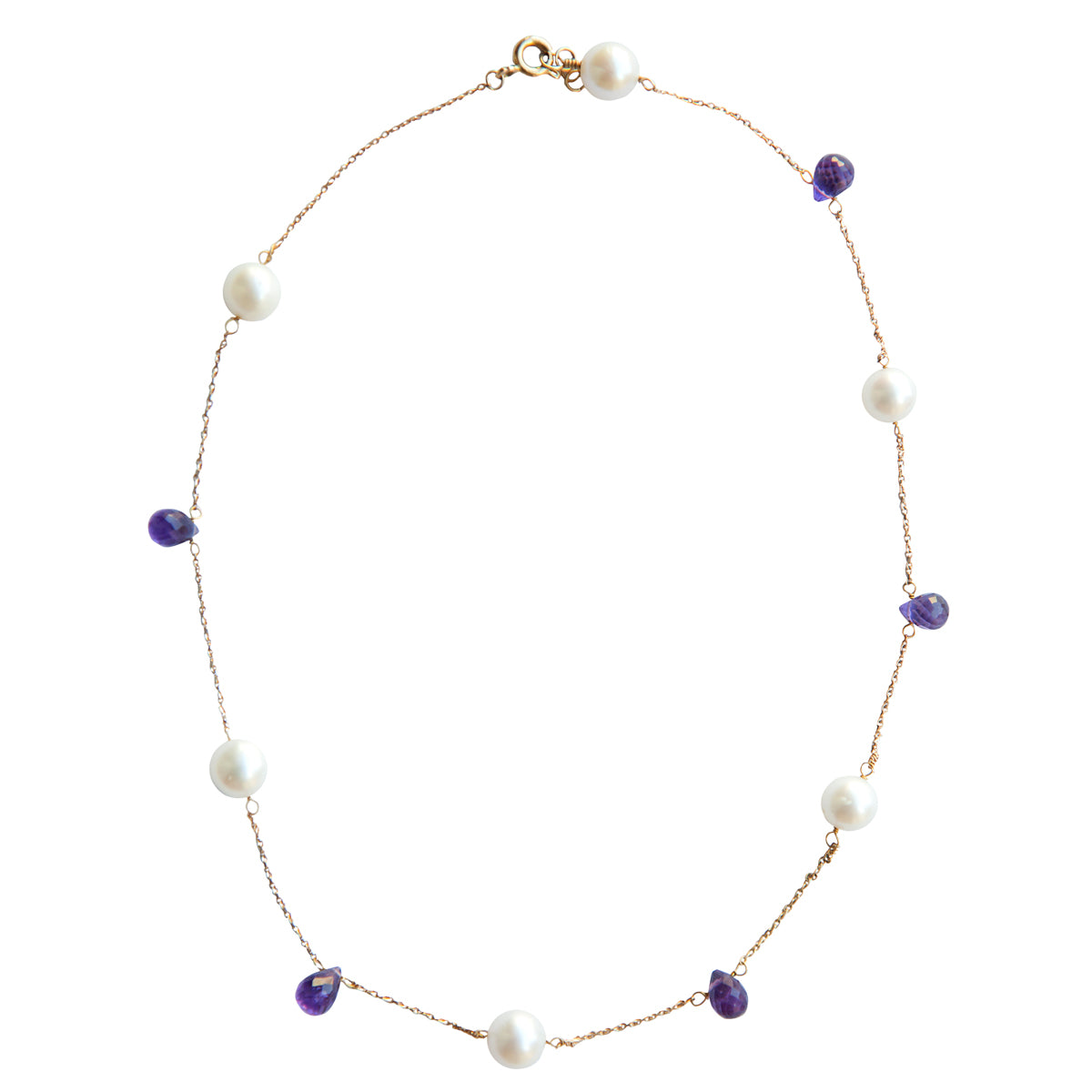 Purple Amethysts and Pearls Necklace